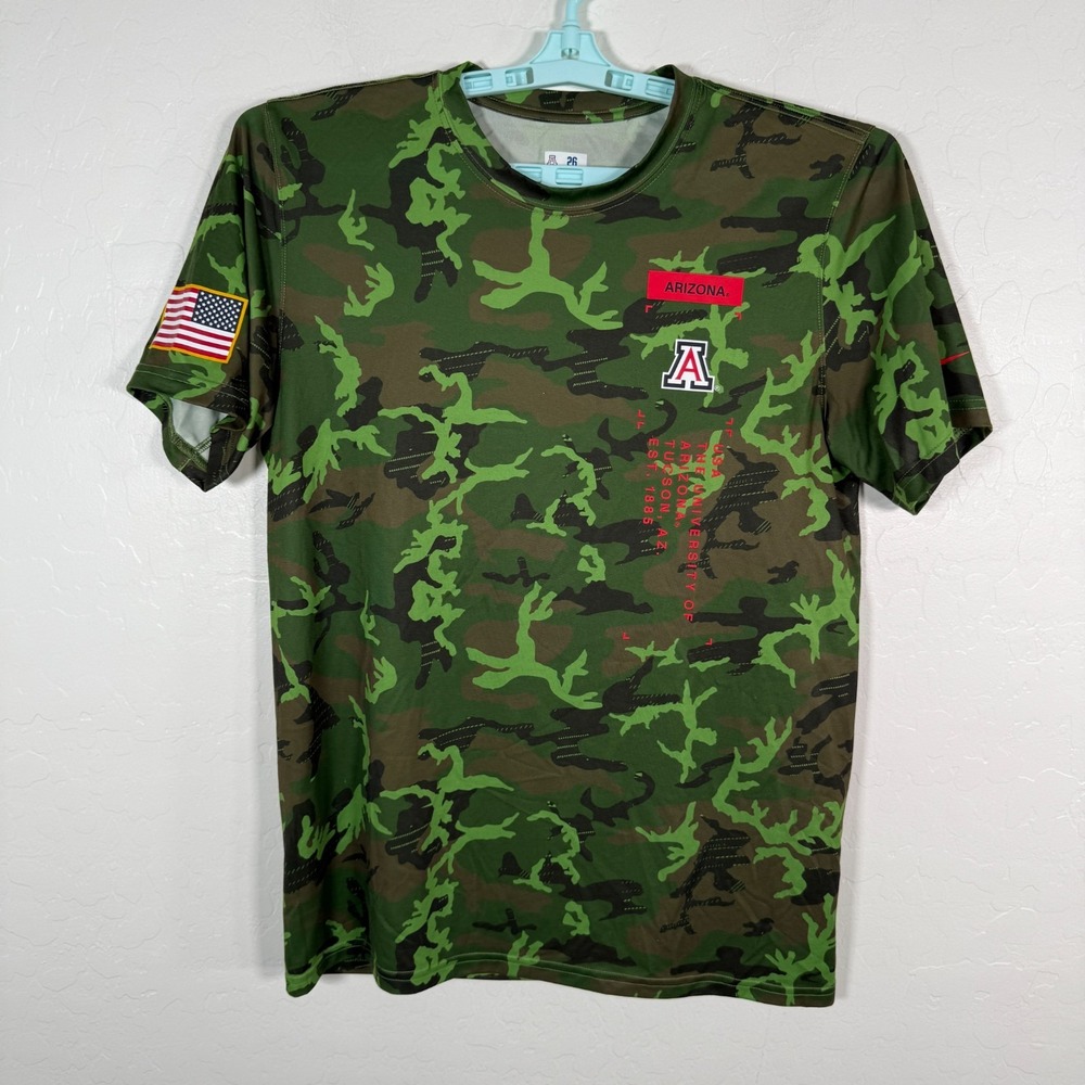 Arizona Wildcats NCAA Shirt Mens Medium Green Camo Crew Neck‎ Team Issue
